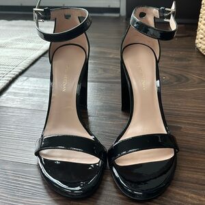 Stuart Weitzman patent leather block heels